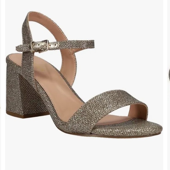 Cole Haan Womens Josie Gold Glitter Block Heel Dress Sandals Shoes Sz 9.5B NEW - Picture 1 of 10